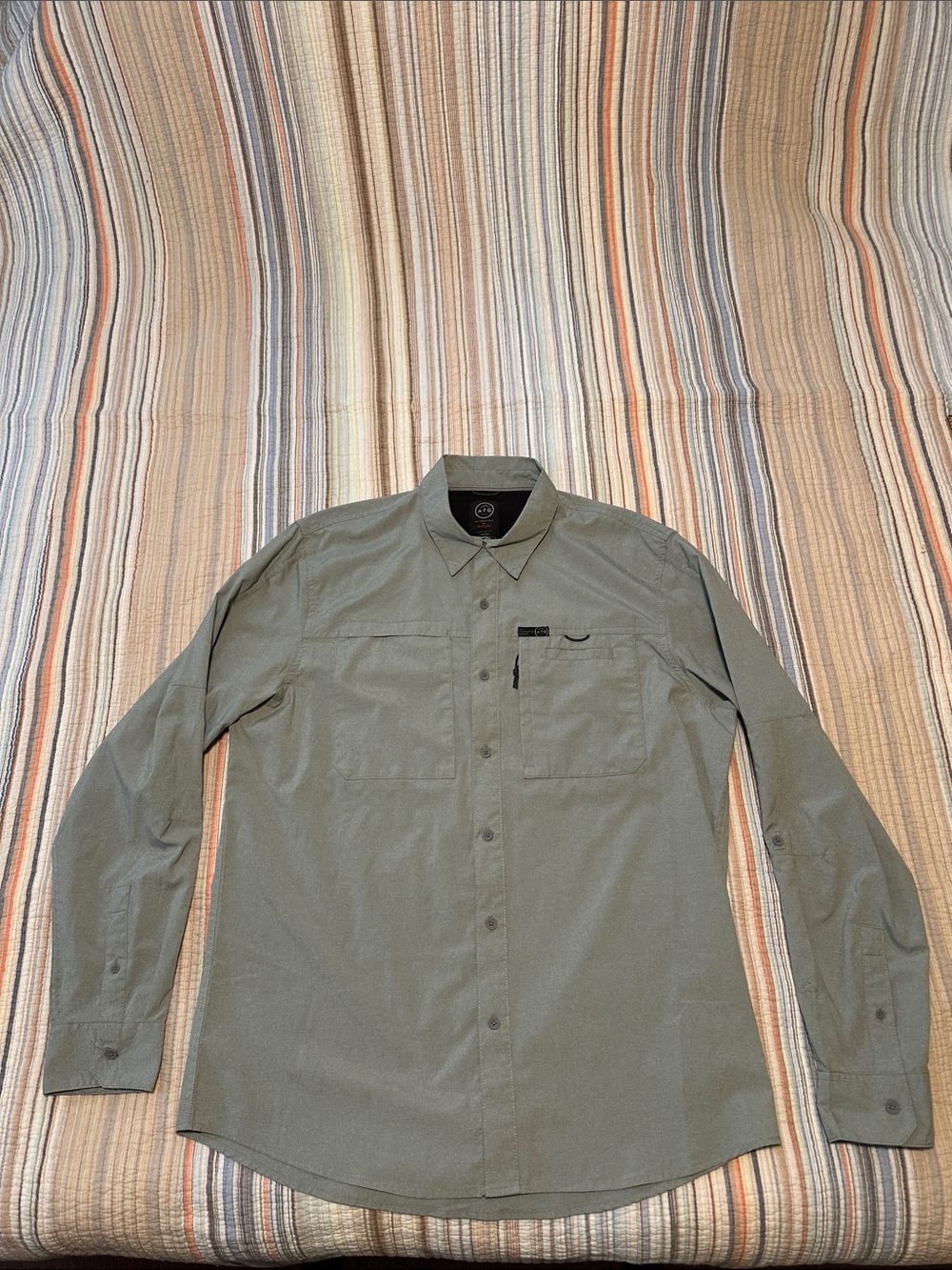 Wrangler Olive Green all terrain gear Long-Sleeve Casual Button-Down Shirt